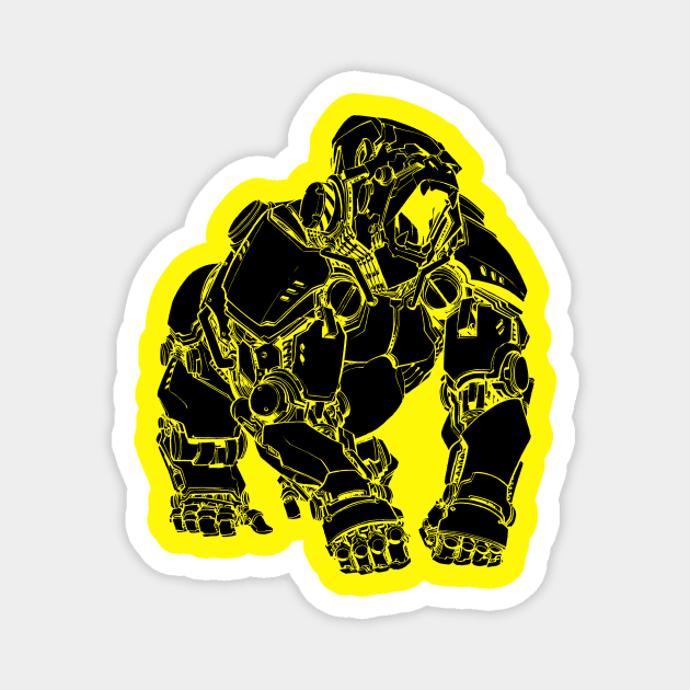 Robo Gorilla (Black Shape) Magnet by WhiskeyMech