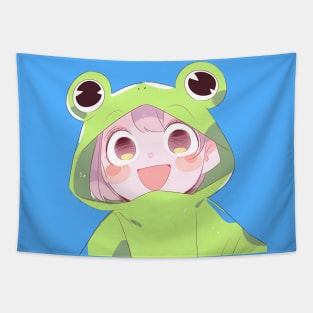 Anime Frog Raincoat Girl Tapestry