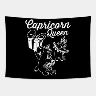 Capricorn Queen Unicorn the January Happy Birthday Zodiac Tapestry