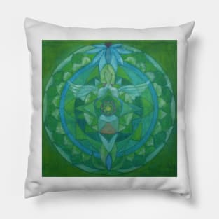 Heart chakra angel free-hand mandala Pillow