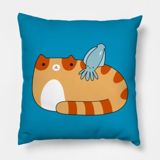 Tabby Cat and Squid Pillow