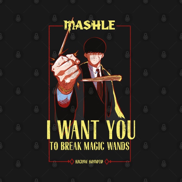 MASHLE: MAGIC AND MUSCLES (I WANT YOU) BLACK (GRUNGE STYLE) by FunGangStore