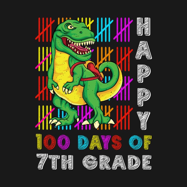 7th Grade Dinosaur 100 Days Smarter Happy 100th Day of School Dabbing Dinosaur by Art master