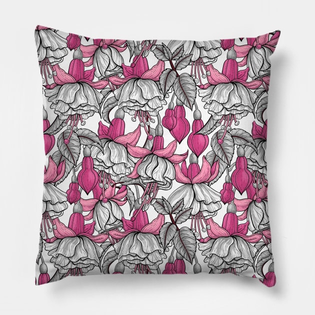 White fuchsia Pillow by katerinamk