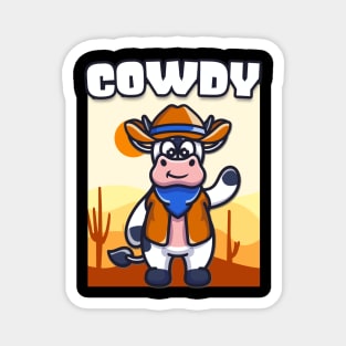 Cowdy Funny Cow Cowboy Costume Western Ranch Magnet