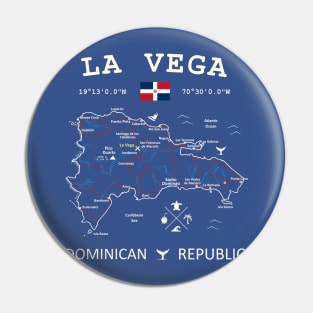 La Vega Dominican Republic Flag Travel Map Coordinates GPS Pin