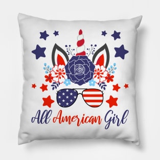 All American Girl, Patriotic Unicorn, Girls July 4th Pillow