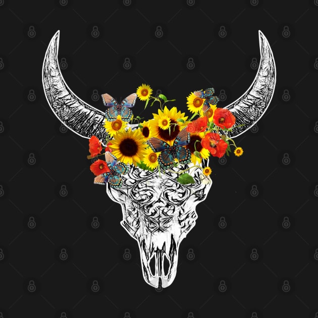 Cow skull floral 14 by Collagedream