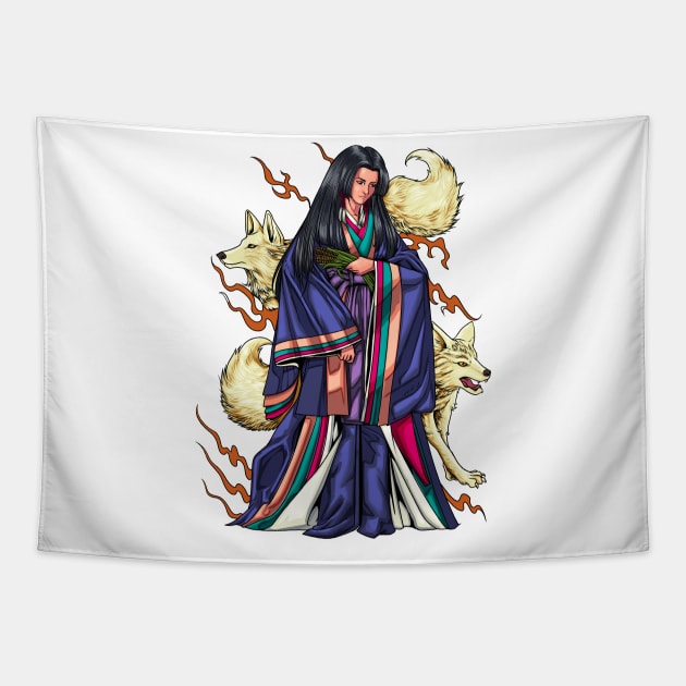 Japanese goddess Inari Tapestry by Modern Medieval Design