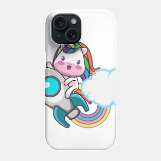 cute unicorn with rocket Phone Case