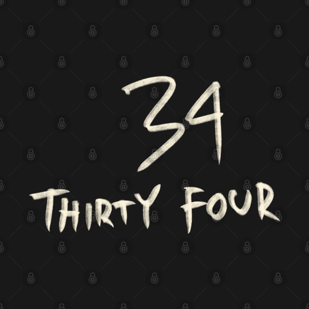 Hand Drawn Letter Number 34 Thirty Four by Saestu Mbathi