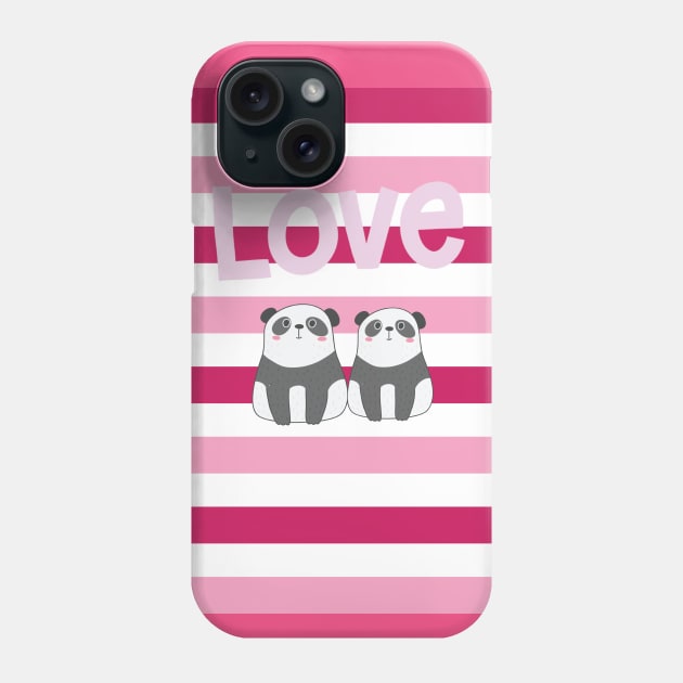 Valentine Panda Lovers Phone Case by TealFeatherCreations1