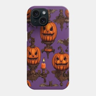 Jack O Lanterns, Flying Bats And Gothic Candle Sconce Cut Out Phone Case