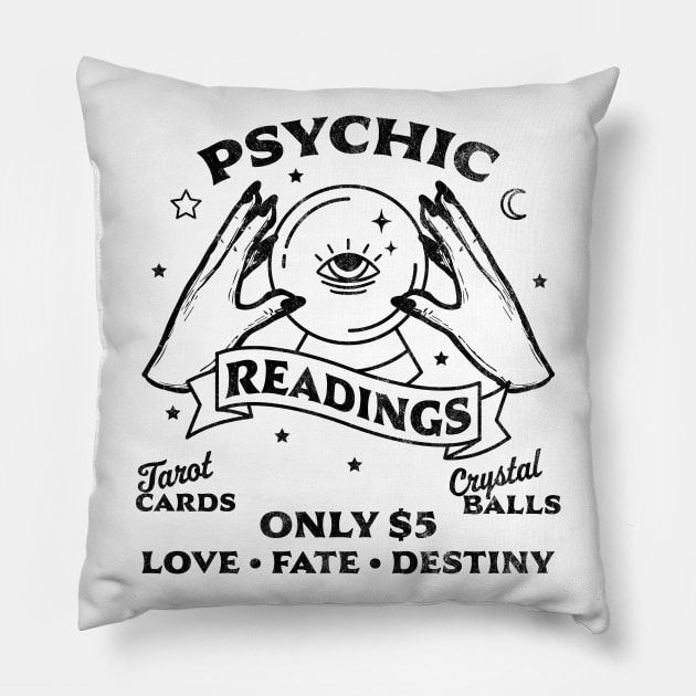 Fortune Teller Psychic Readings Tarot Crystal Ball Vintage Pillow by OrangeMonkeyArt