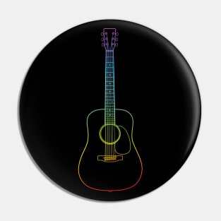 Dreadnought Style Acoustic Guitar Colorful Outline Pin