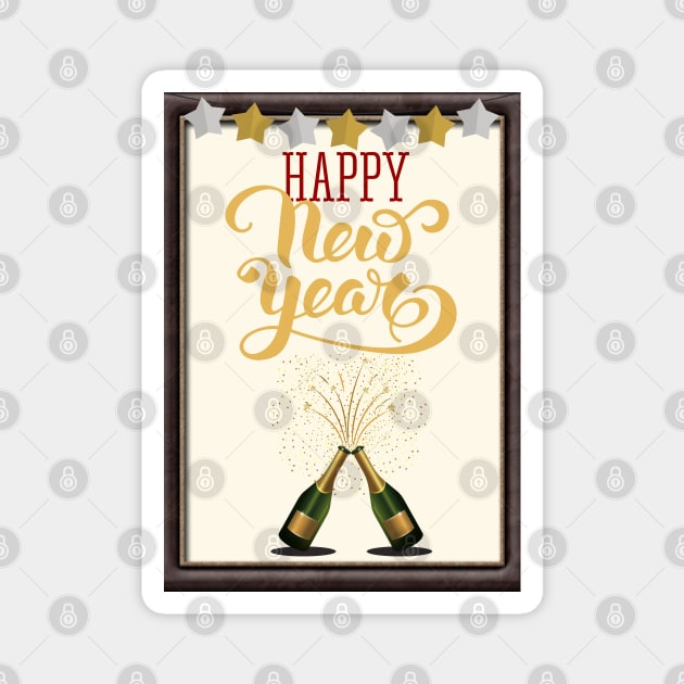 Happy New Year - Wine Card Magnet by O.M design