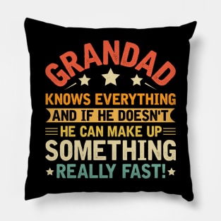 Grandad Knows Everything , Funny Grandpa Tee Father's Day Pillow