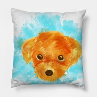 Cute Dog Watercolor Art Pillow