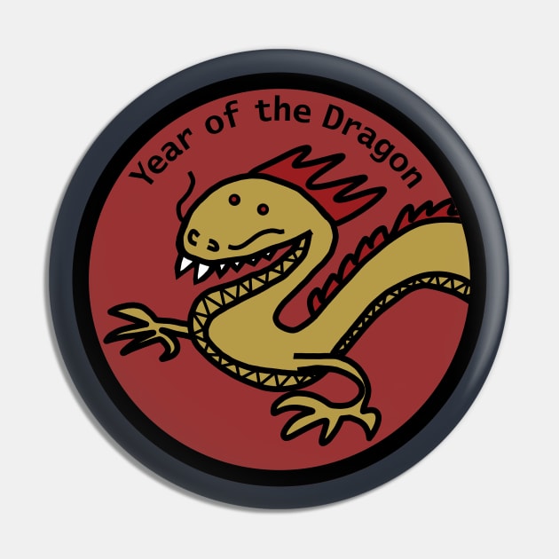 Year of the Dragon Portrait Pin by ellenhenryart