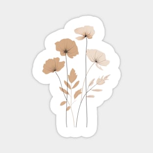 Minimalist Floral Line Art Print Magnet