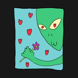 Alien picking flowers T-Shirt