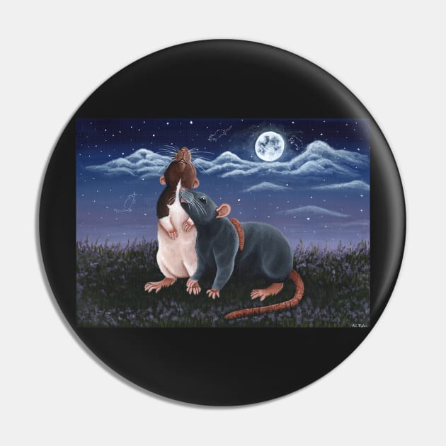 Rat Friends Under The Night Sky Pin by WolfySilver