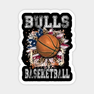 American Flag Personalized Bulls Proud Name Basketball Magnet