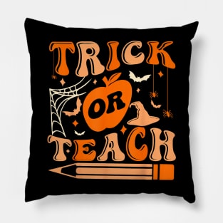 Groovy Halloween Trick Or Teach Ghost Teacher Student Pillow