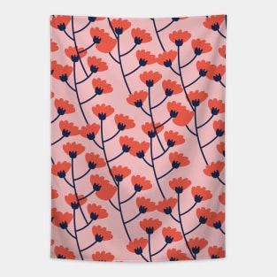 Abstract Pink Flower Pattern Tapestry