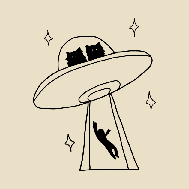 cat alien abduction line art by alisadesigns