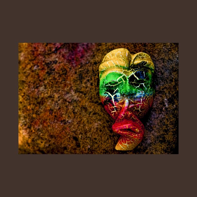 A Bali face mask on dark yellow background by kall3bu