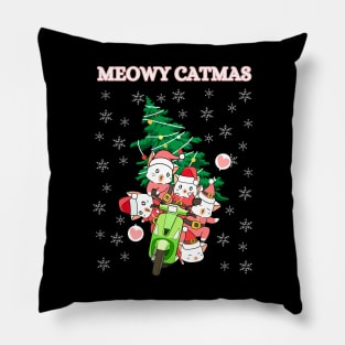 Kawaii Christmas Santa Cats Pillow