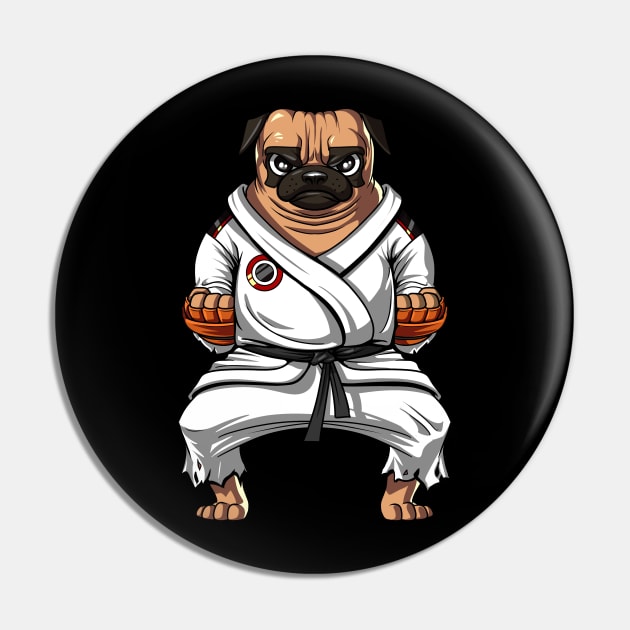 Pug Dog Karate Pin by underheaven