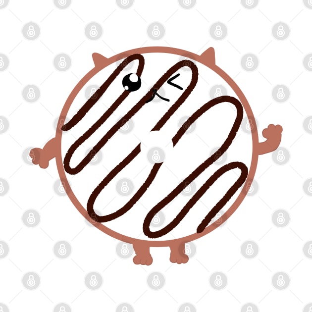 Vanilla Donut-Shaped Cat with Chocolate Drizzle by KDC-SHOP