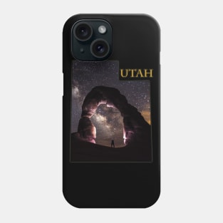 Utah State Outline - Delicate Arch in Arches National Park Phone Case