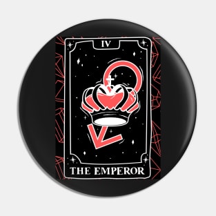 The Emperor Tarot Card and Crystals Graphic Pin