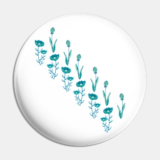 Retro Turquoise Flowers Pin