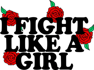 I Flight Like A Girl - Typographic/Rose Design Magnet