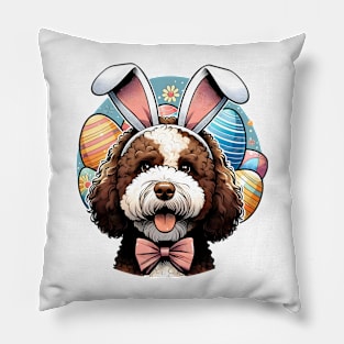 Lagotto Romagnolo's Easter Joy with Bunny Ears Pillow