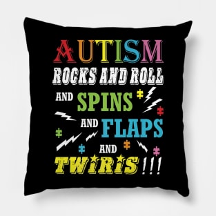 Autism Rocks Rolls Spins Pillow