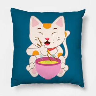 Kawaii  Vintage Style Japanese Ramen Cat Pillow