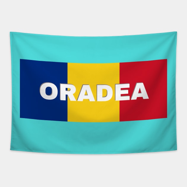 Oradea City in Romanian Flag Tapestry by aybe7elf