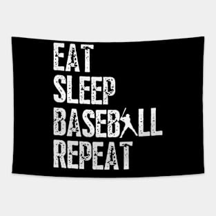 Eat Sleep Baseball Repeat, Funny Baseball Players Tapestry