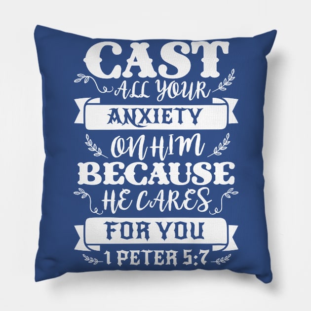 1 Peter 5:7 Pillow by Plushism