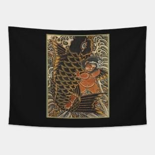 Kintaro with Carp Tapestry