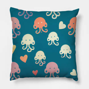 Under the Sea with Octopi in Love - Super Cute Colorful Cephalopod Pattern Pillow