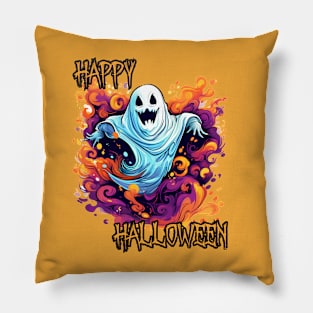 Spooky Ghost Happy Halloween Pillow