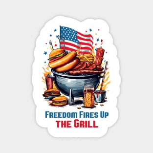 Freedom Fires Up the Grill T-Shirt | Ignite Your 4th of July Celebrations Magnet