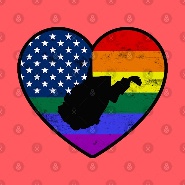 West Virginia United States Gay Pride Flag Heart by TextTees