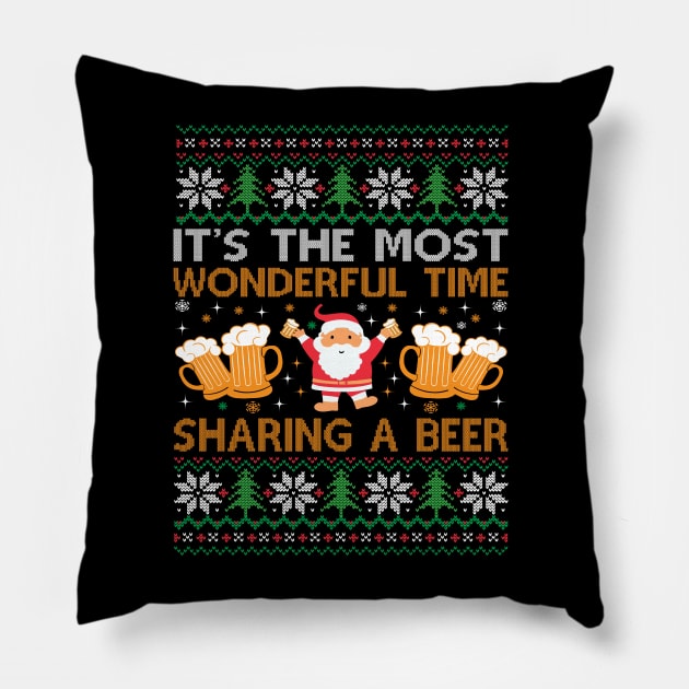 its the most wonderful time sharing a beer Pillow by MZeeDesigns